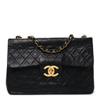 Lambskin Quilted XL Jumbo Single Flap Black