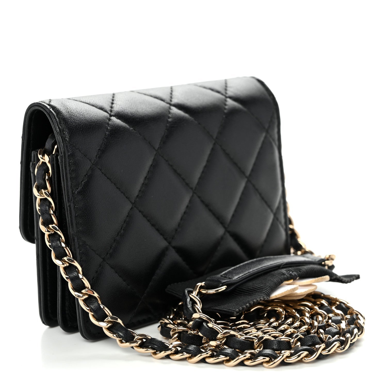 Lambskin Quilted My Chanel Lady Card Holder On Chain Black