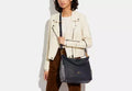 Coach Signature Jacquard Shay Leather Shoulder Bag Handbag Purse Navy Blue NEW