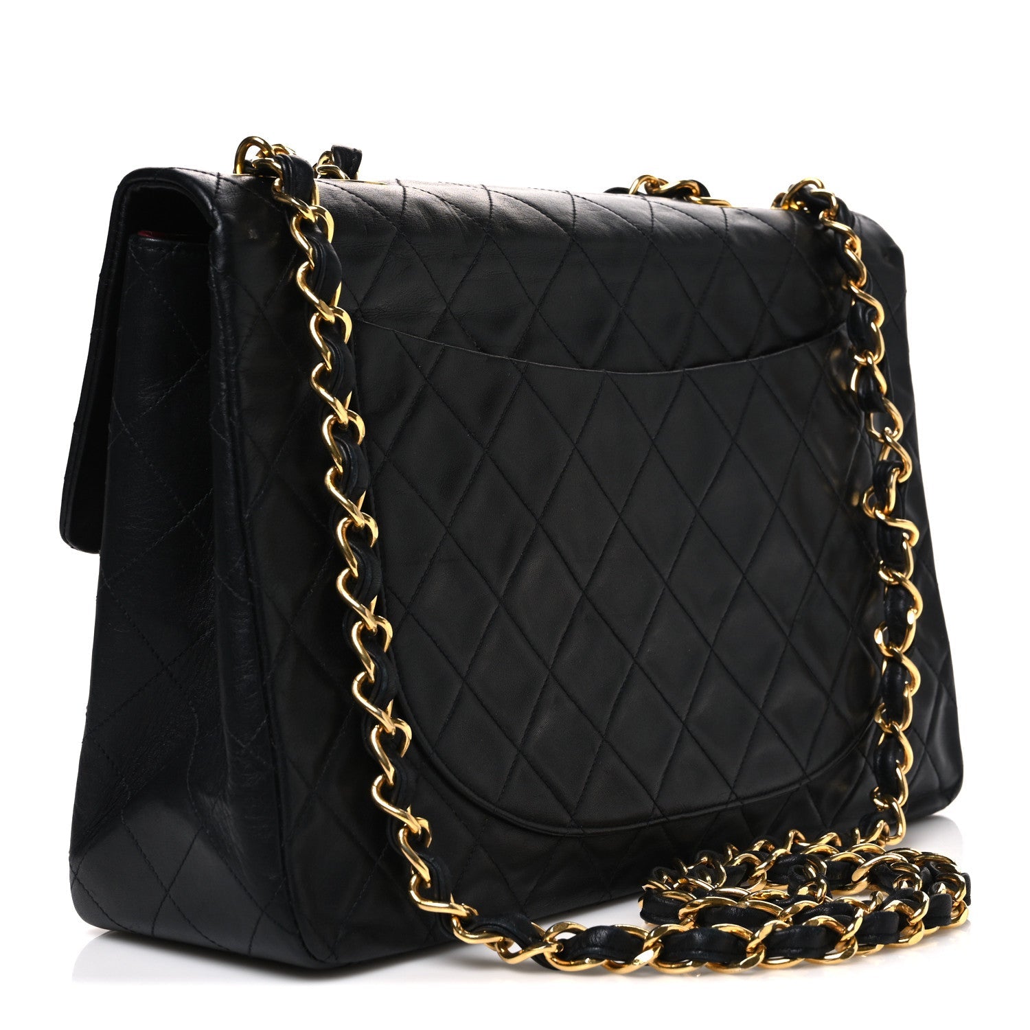 Lambskin Quilted XL Jumbo Single Flap Black
