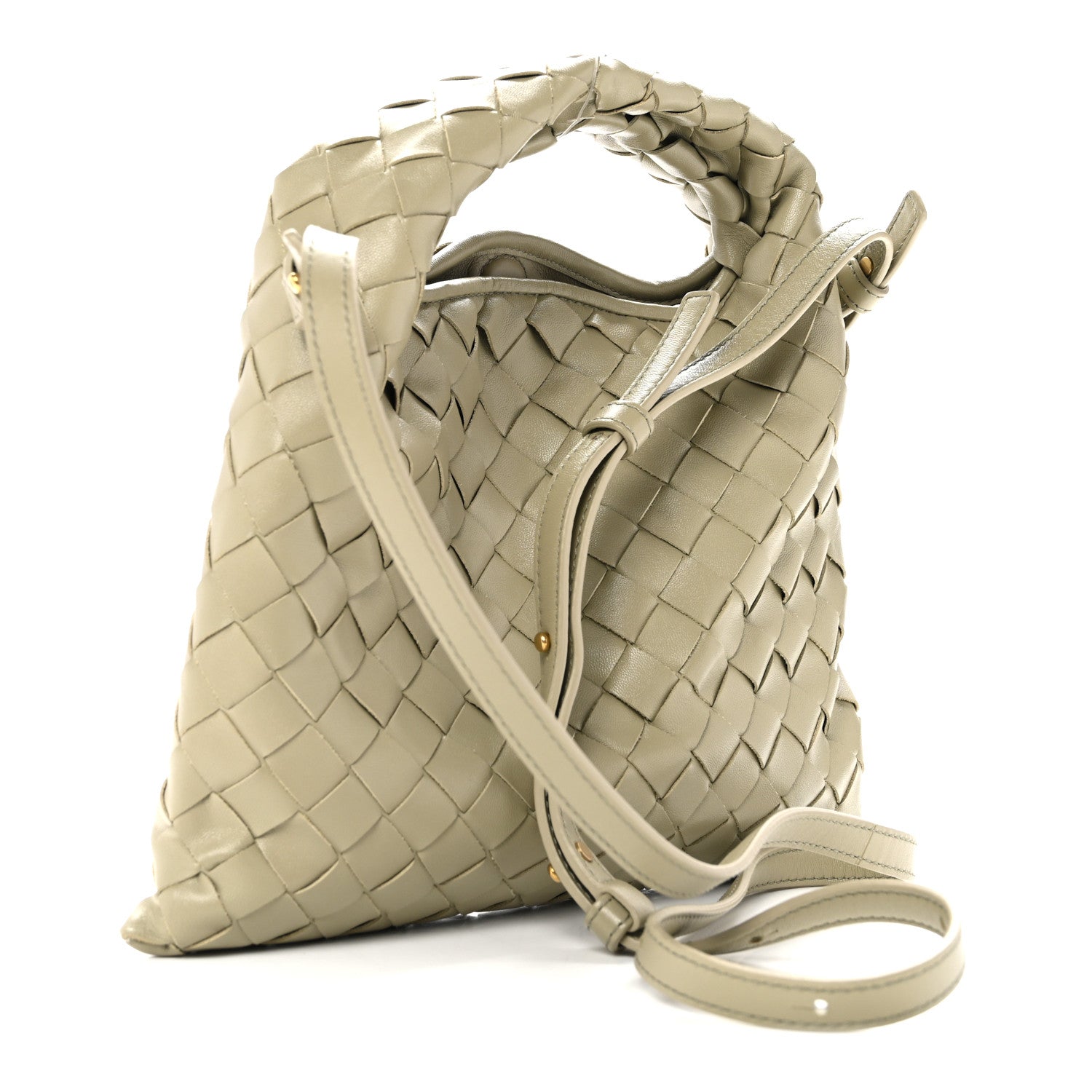 Calfskin Intrecciato Mini Hop Travertine