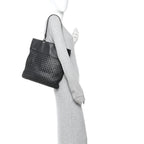 Nappa Intrecciato Flat Shoulder Bag Black