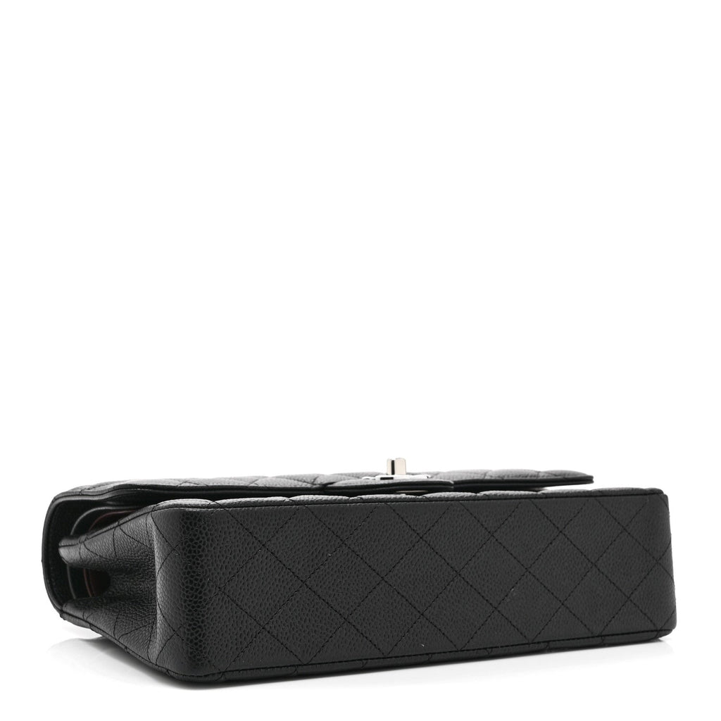 Caviar Quilted Medium Double Flap Black