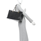 Caviar Quilted XL Grand Shopping Tote GST Black
