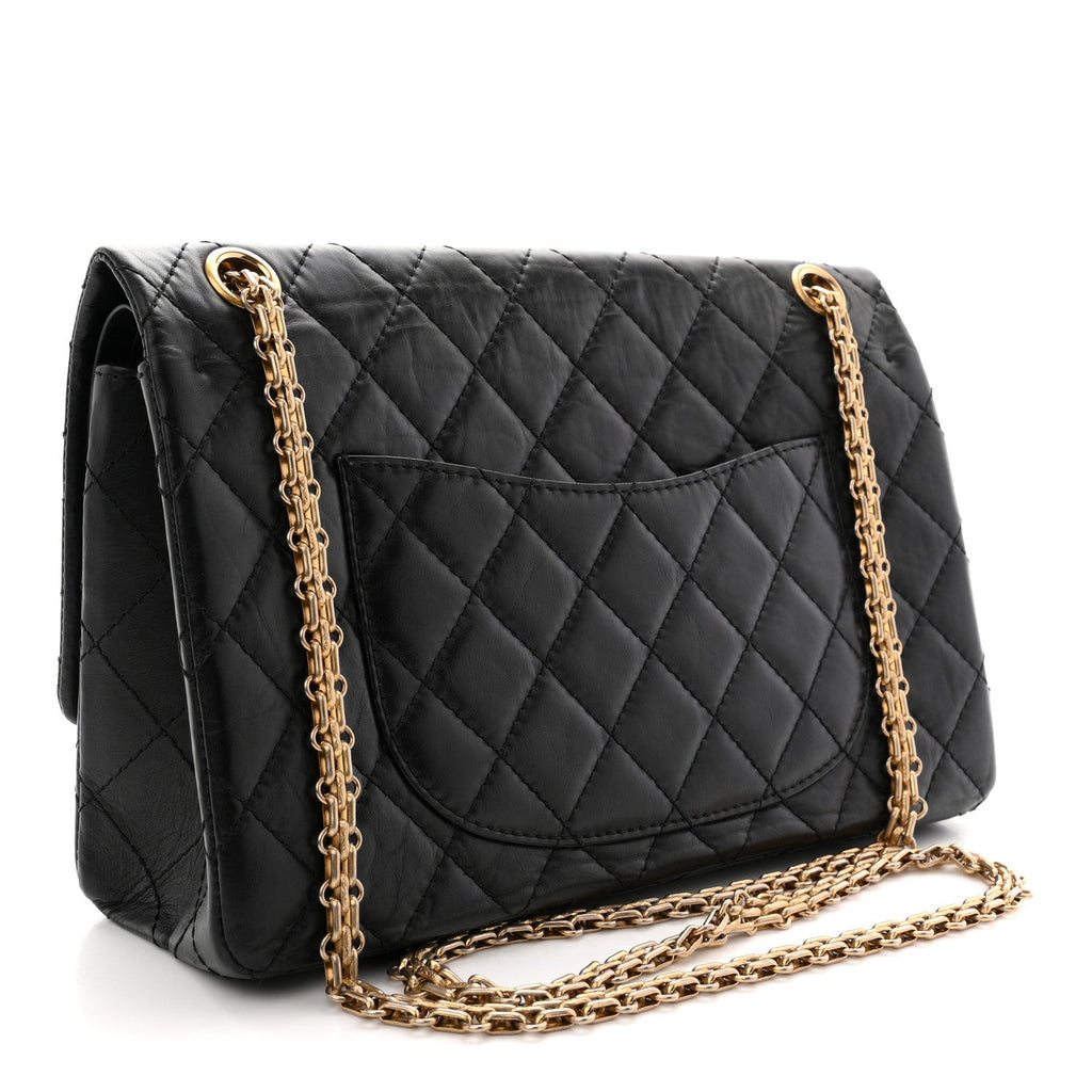Aged Calfskin Quilted 2.55 Reissue 226 Flap Black