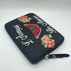 Gucci Black Techno Canvas Embroidered Butterfly iPad Case Clutch Bag