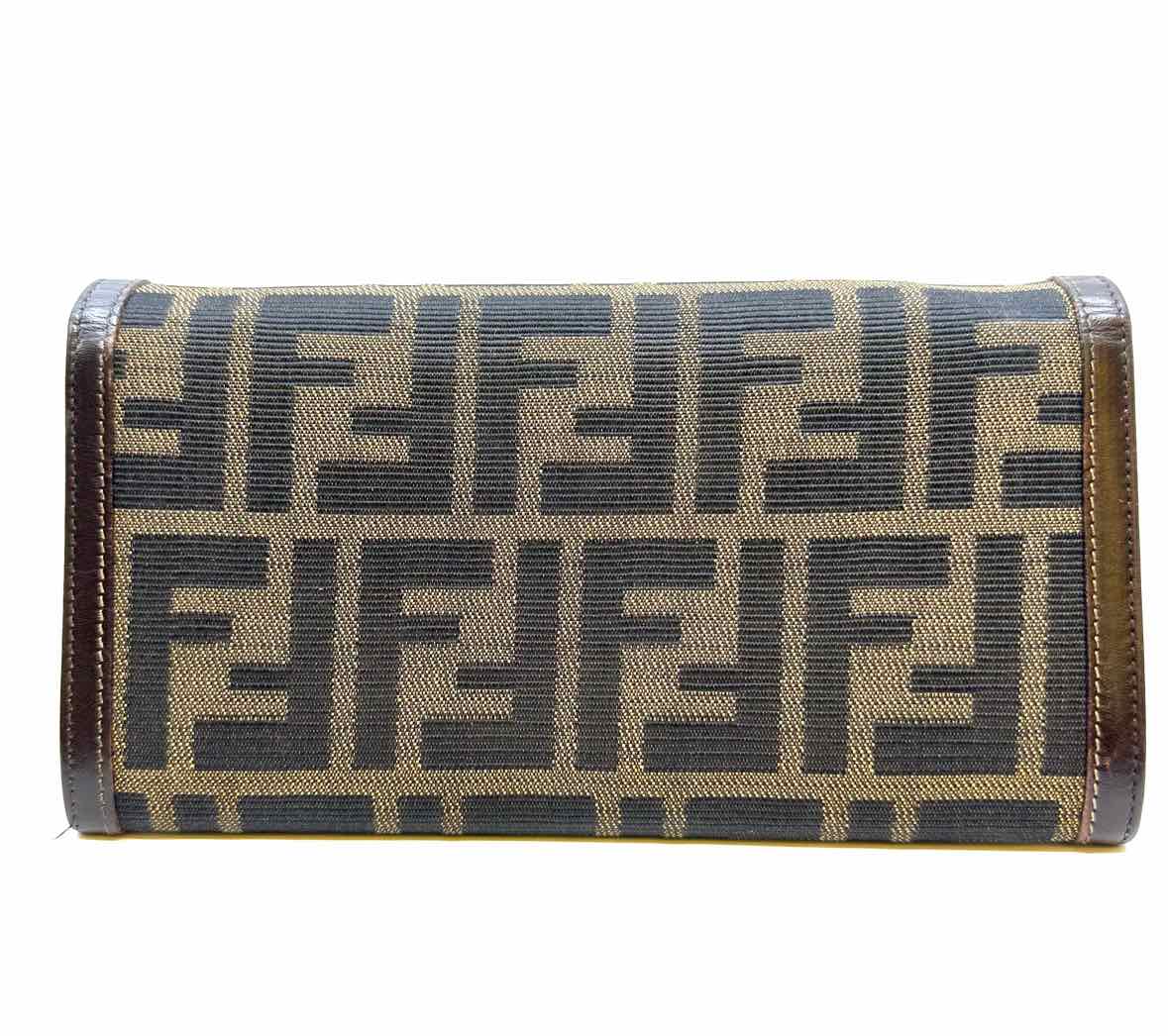FENDI Continental Brown Canvas Monogram Wallet