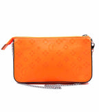 CHRISTIAN LOUBOUTIN Loubila Neon Orange Leather Monogram Handbag