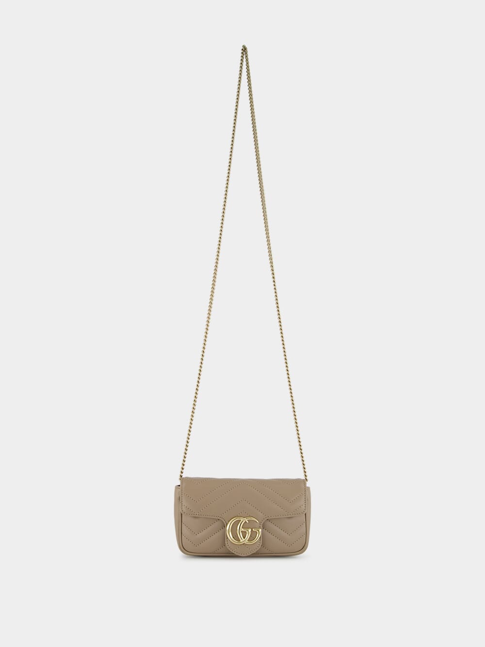 Taupe Leather GG Marmont Super Mini Bag