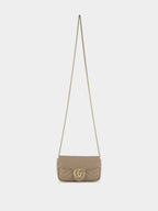 Taupe Leather GG Marmont Super Mini Bag