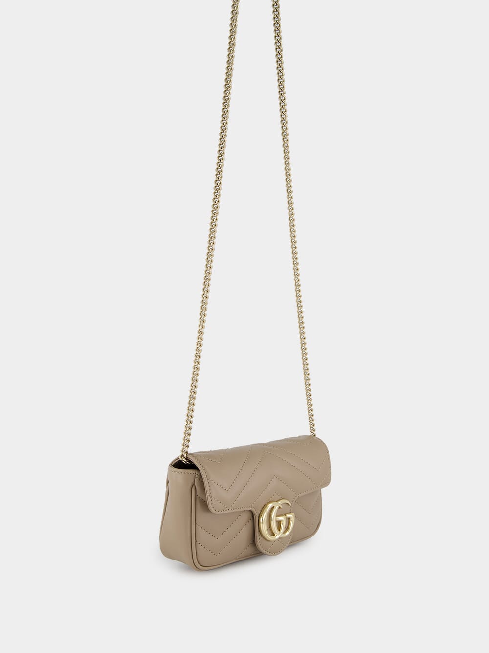 Taupe Leather GG Marmont Super Mini Bag