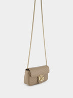 Taupe Leather GG Marmont Super Mini Bag