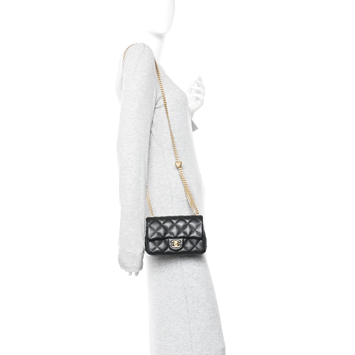Caviar Quilted Mini Sweetheart Rectangular Flap Black