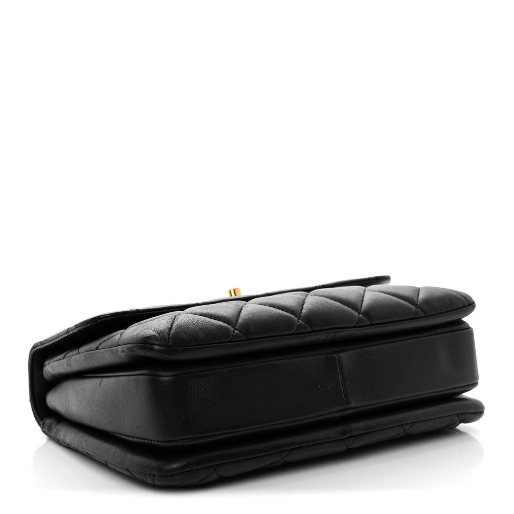 Lambskin Quilted Small Trendy CC Dual Handle Flap Bag Black