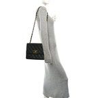 Lambskin Quilted Medium Single Flap Black