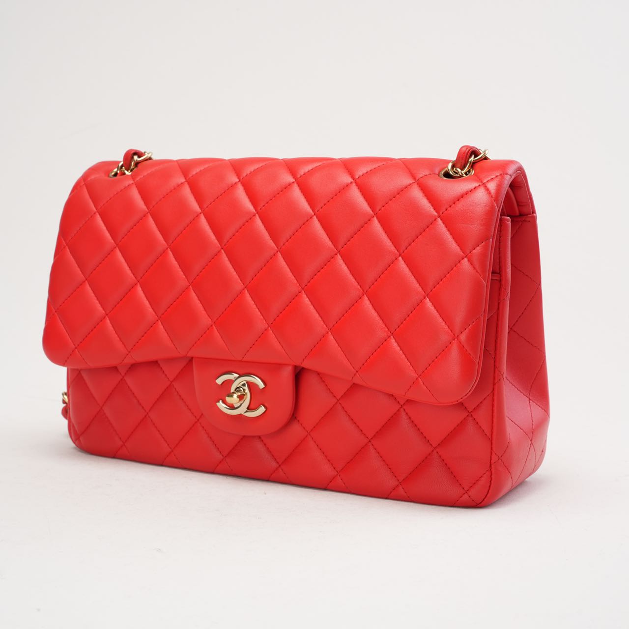 Chanel Classic Jumbo Double Flap Lamb Red 2017