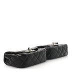 Lambskin Quilted Double Mini Flap Crossbody Black
