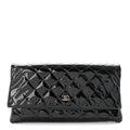 Patent Calfskin Quilted Beauty CC Clutch Black