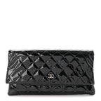 Patent Calfskin Quilted Beauty CC Clutch Black