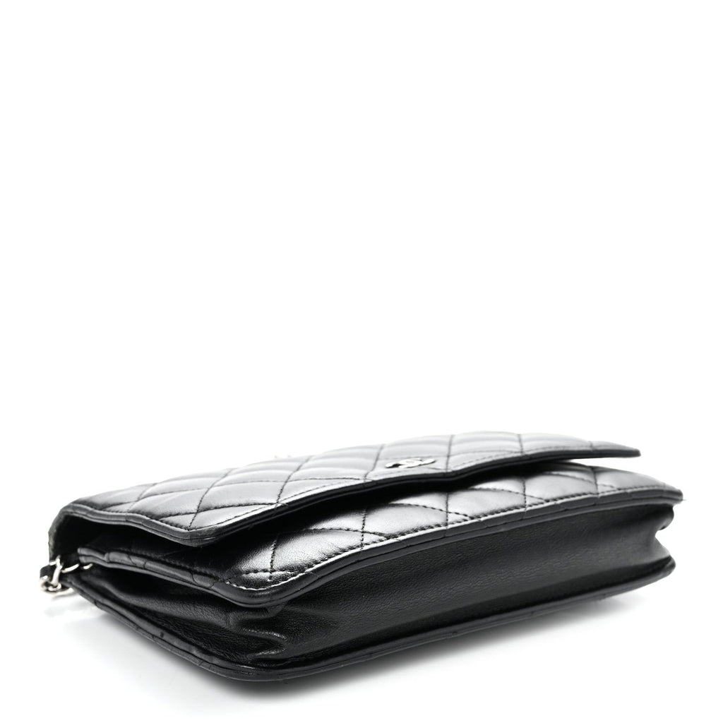 Lambskin Quilted Wallet On Chain WOC Black