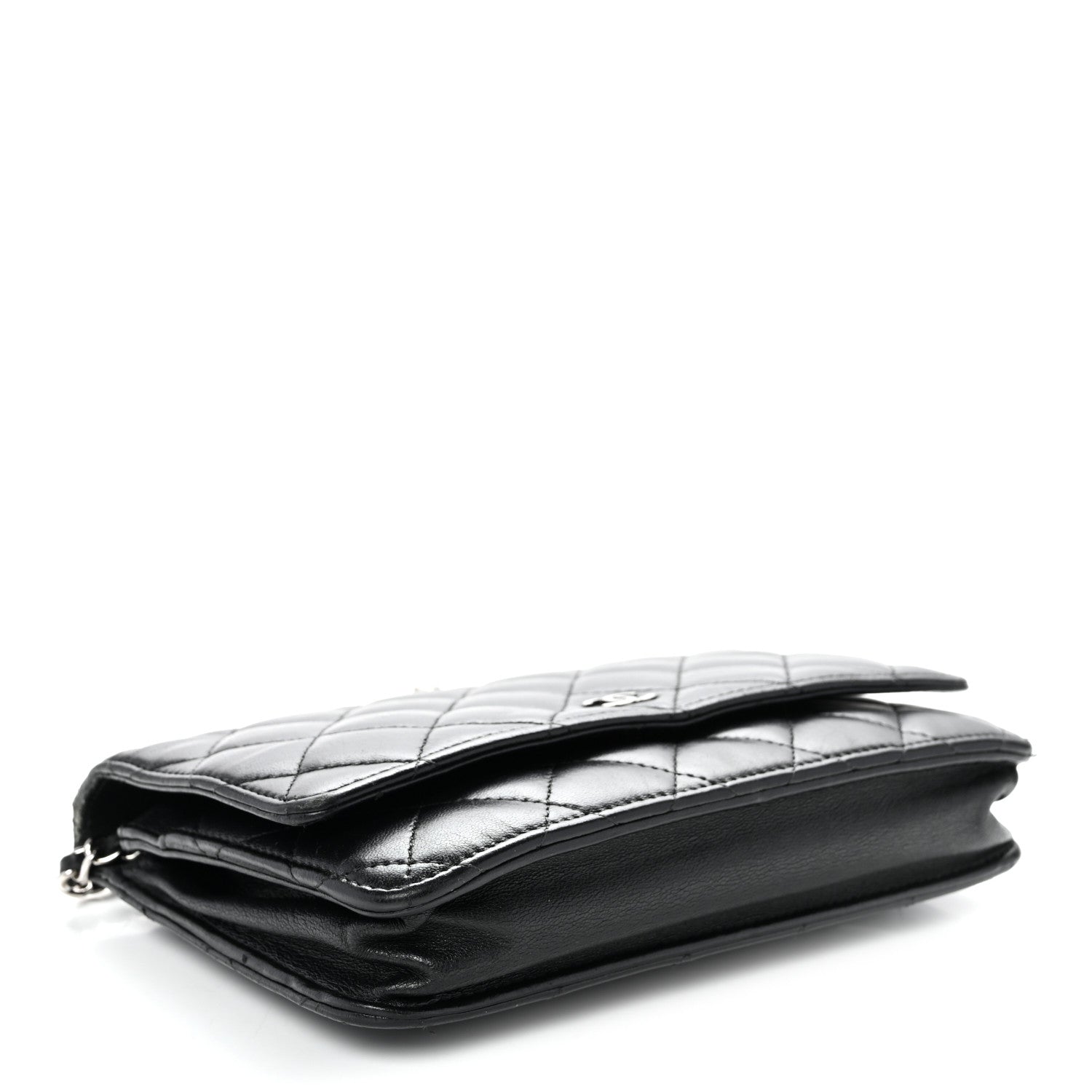 Lambskin Quilted Wallet On Chain WOC Black