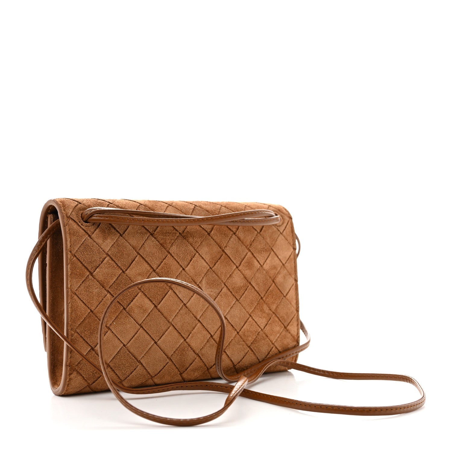 Suede Intrecciato Andiamo Pouch On Strap Amber