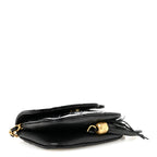 Crumpled Patent Lambskin Quilted Tassel Clutch With Chain Black