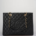 Chanel GST Black Bag in Cavier Leather with Gold Hardware from 2014 part 1