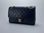 Chanel Black Vintage Medium Classic Double Flap Bag with 24K Gold Hardware