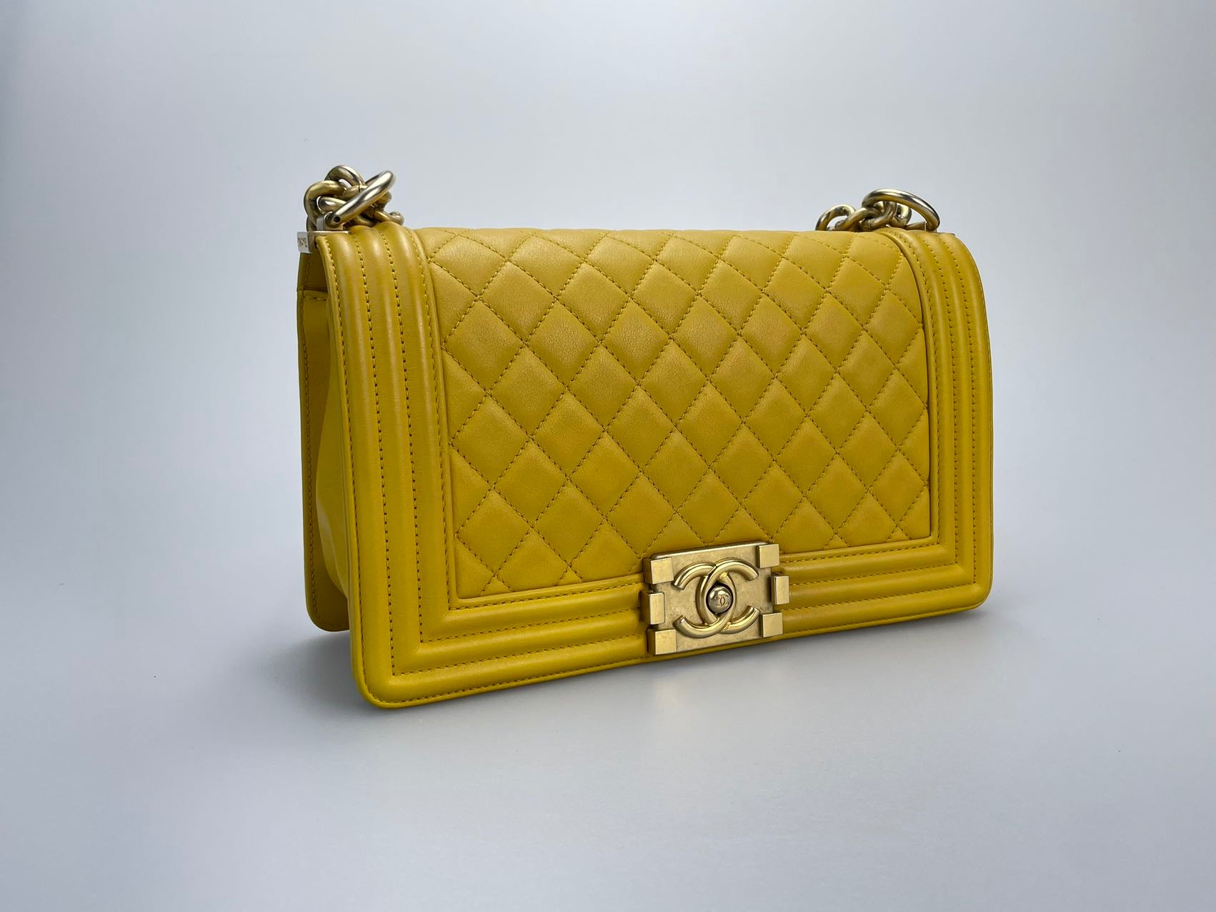 Chanel Le boy Medium in Lemon Yellow Bag with Gold Hardware