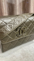 Chanel Vintage Lambskin Olive Green Crossbody Bag