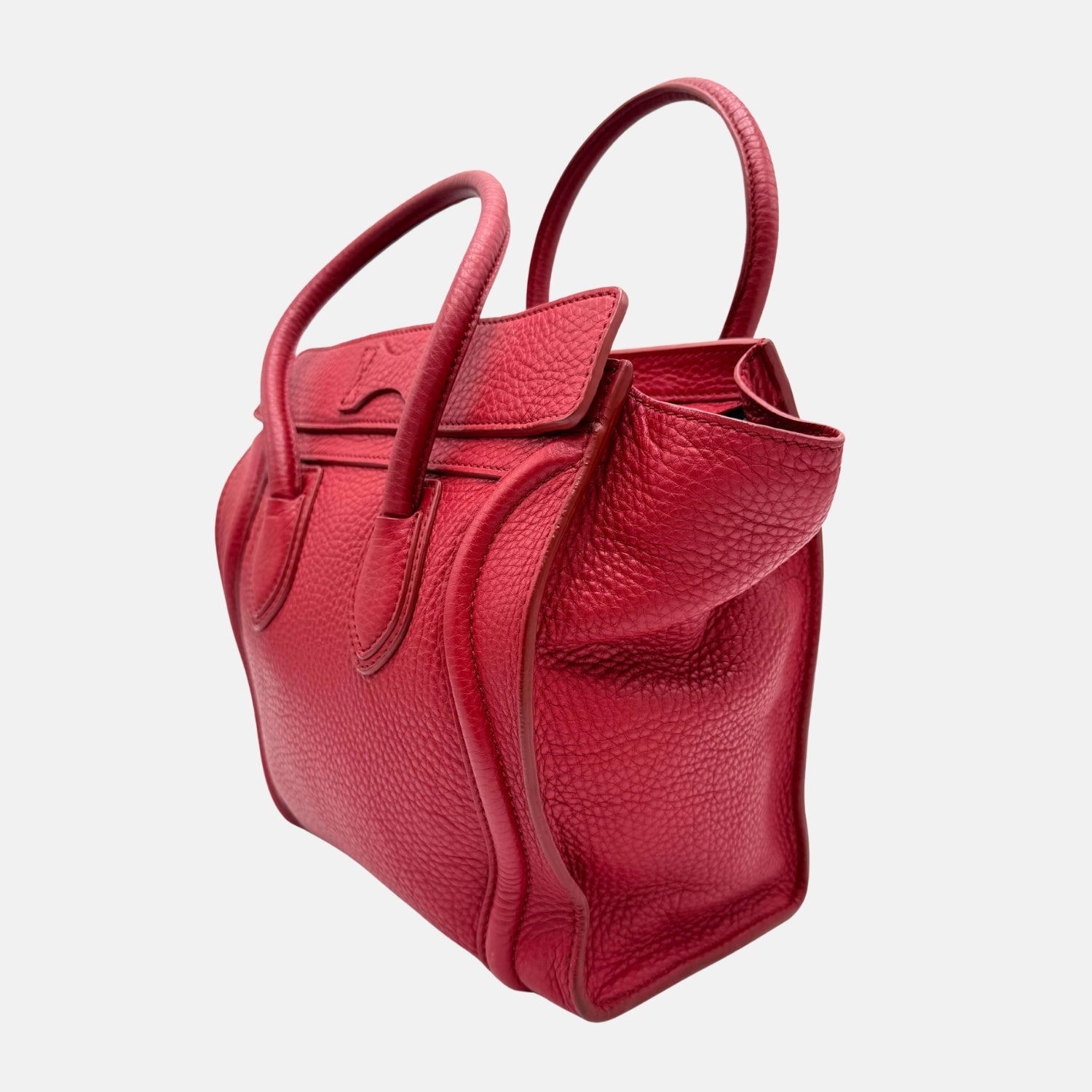 Luggage Tote Red Grained Leather Nano