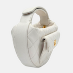 Front Pocket Hobo Pouch Mini White Quilted Caviar