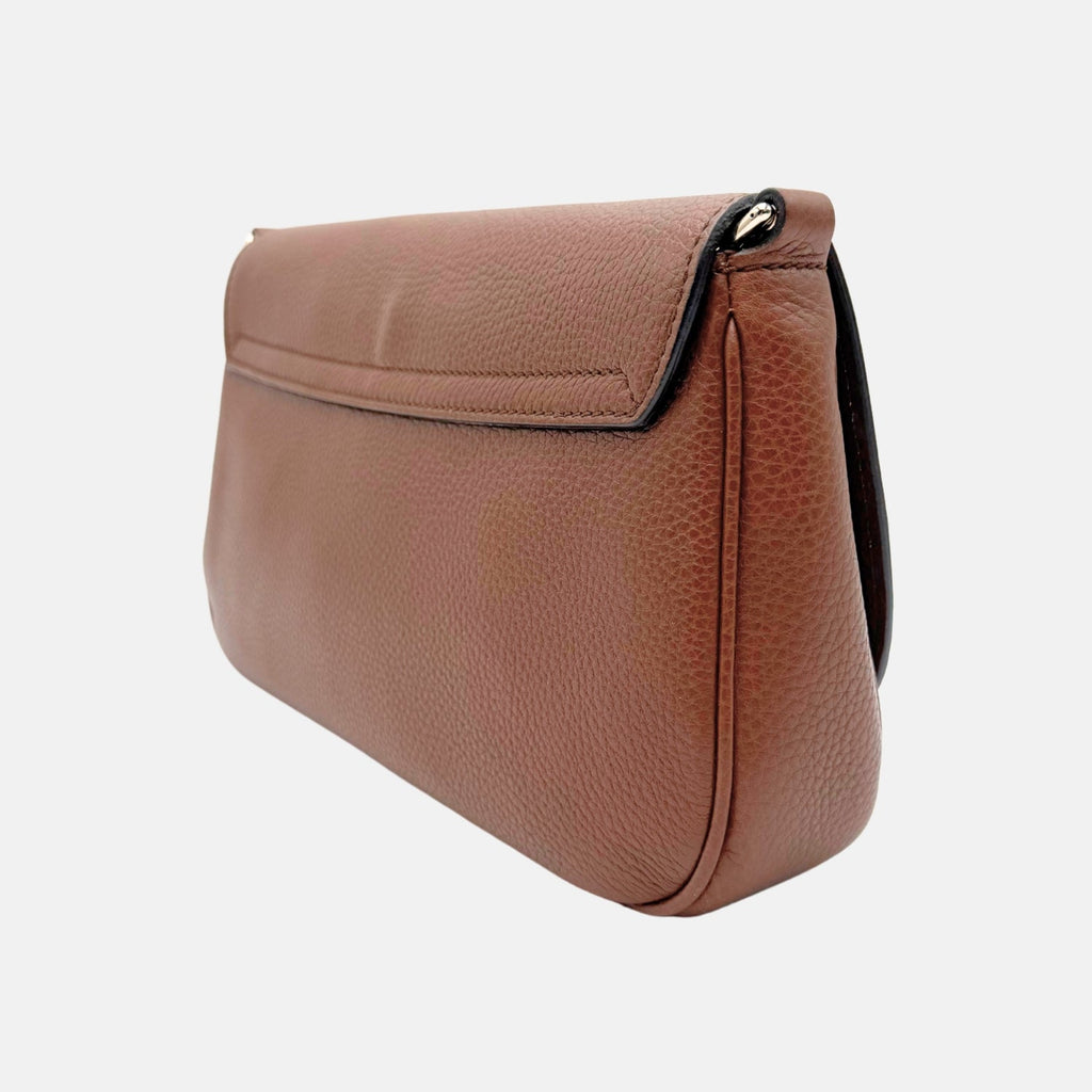 Soho Flap Crossbody Brown Pebbled Calfskin Medium