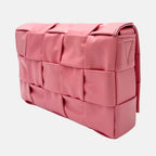 Cassette Crossbody Bag Padded Intrecciato Pink Leather