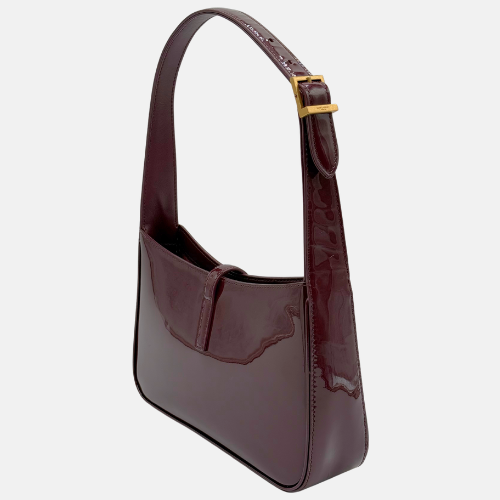 Le 5 A 7 Patent Leather Hobo Bag Dark Red Wine