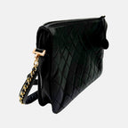 Satchel Bag Black Leather Matelasse Vintage
