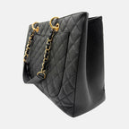 Grand Timeless Shopping Tote Black Caviar Quilted
