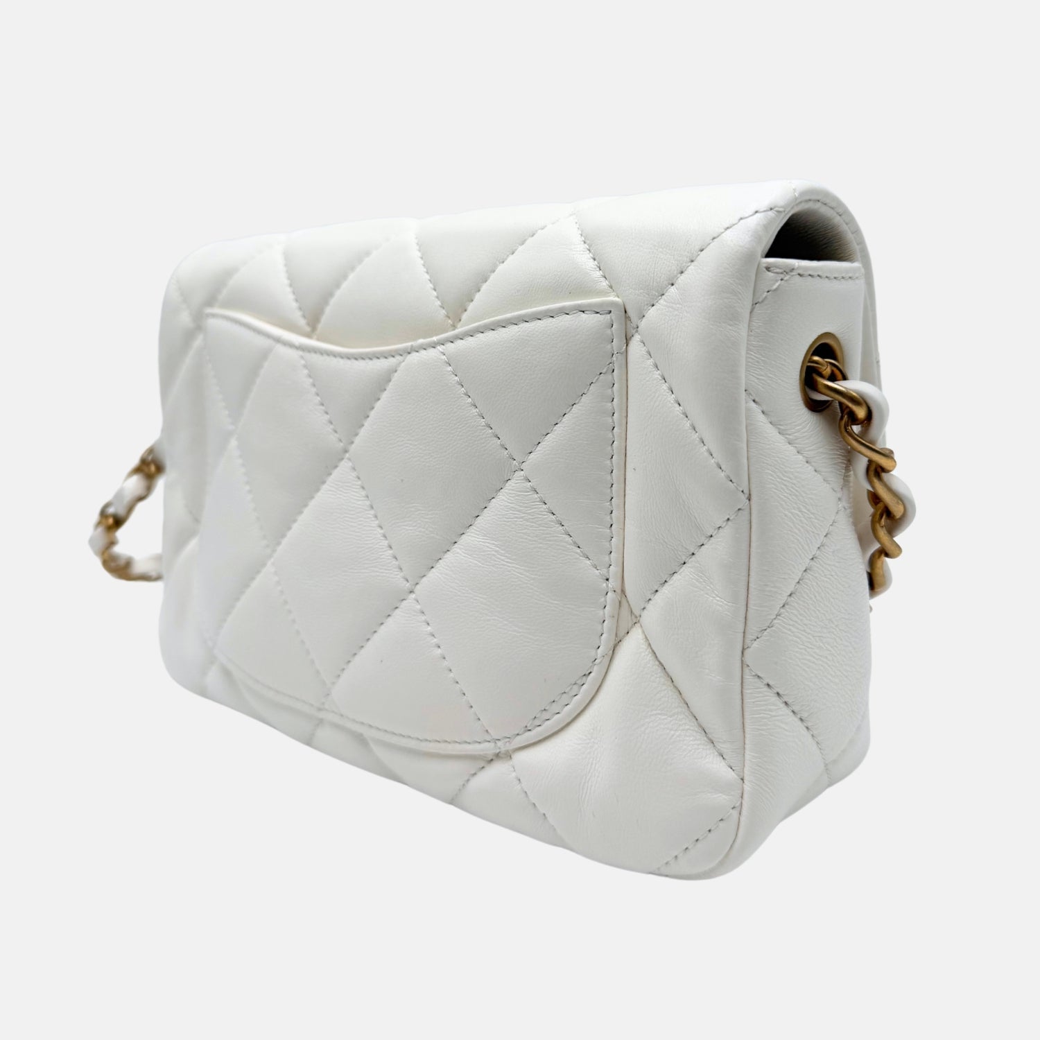 Coco Love Heart Flap Bag White Quilted Lambskin