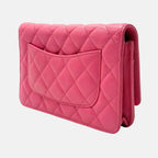 Classic Wallet on Chain Pink Caviar Leather