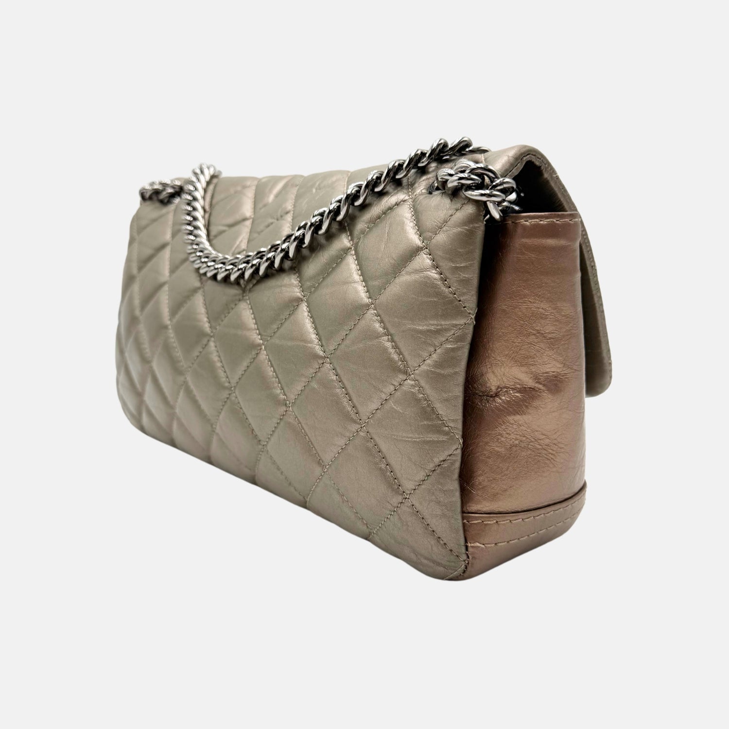 Classic Flap Bag Metallic Silver Quilted Calfskin Medium