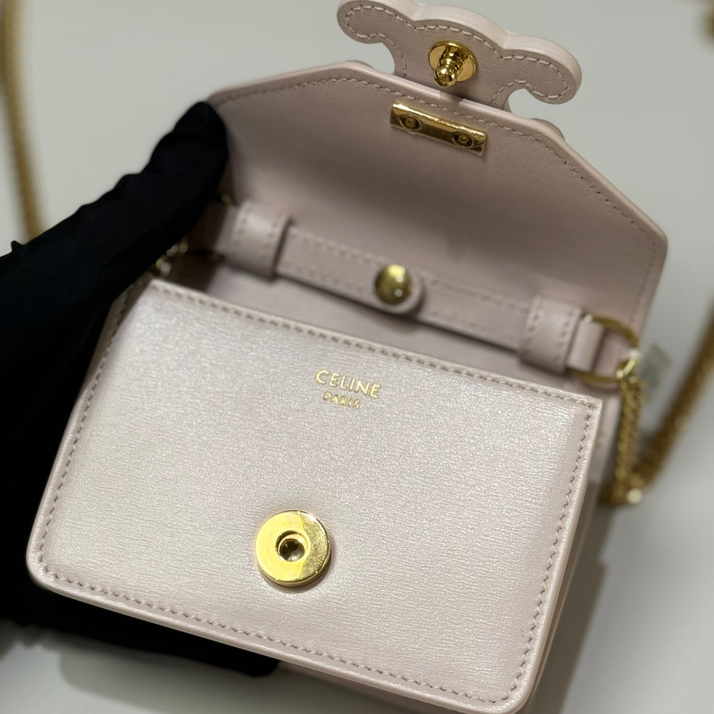 CELINE TRIOMPHE EMBOSSED CHAIN MINI LIPSTICK BAG