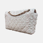Classic Flap Bag Pink and White Tweed Small