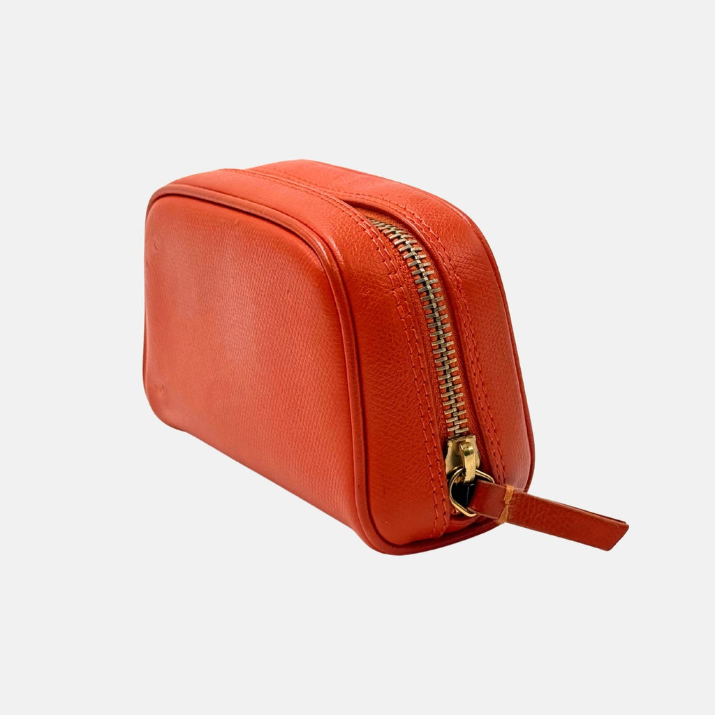 Cosmetic Pouch Orange Caviar Leather