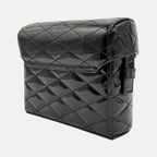 June Box Bag Black Patent Quilted Leather