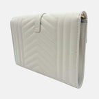 Saint Laurent Envelope Wristlet White Grain de Poudre Leather