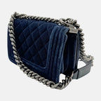 Boy Bag Navy Velvet Mini