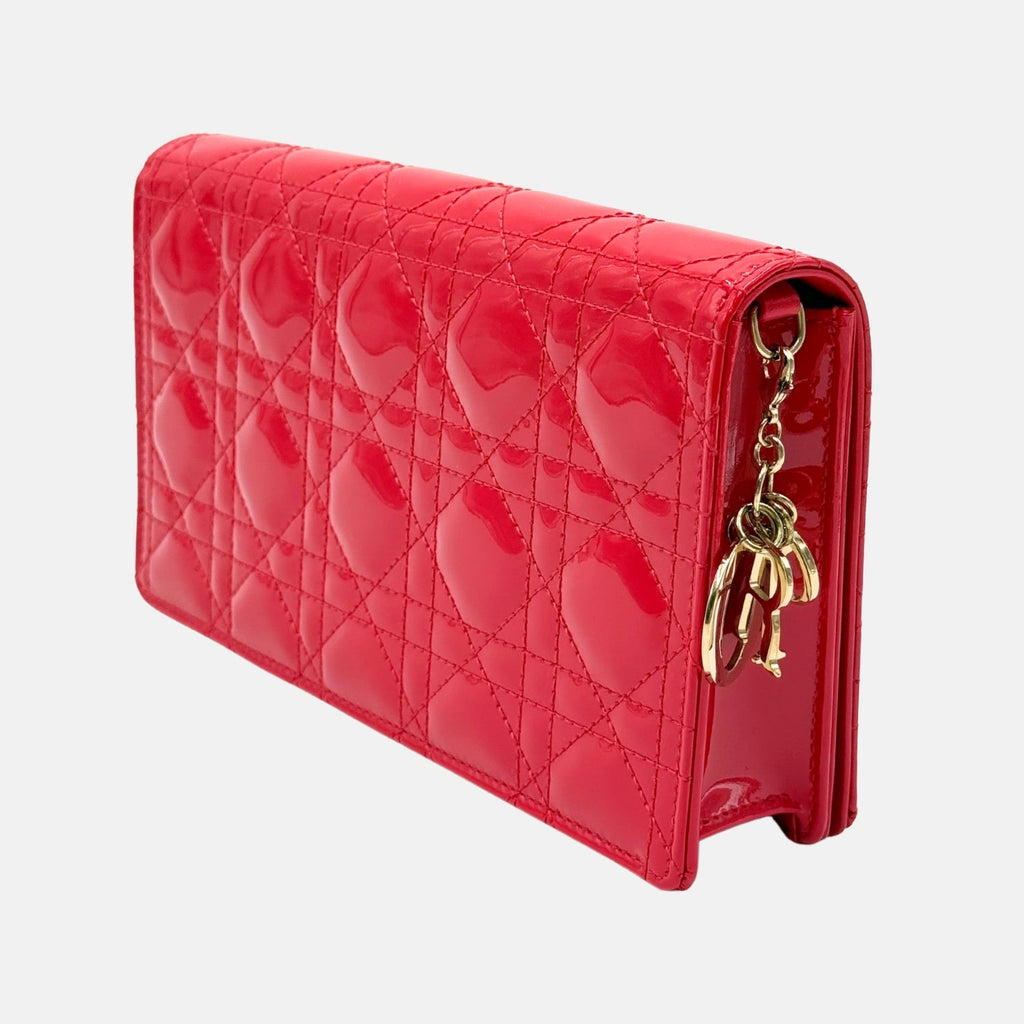 Lady Dior Clutch Bag Red Patent