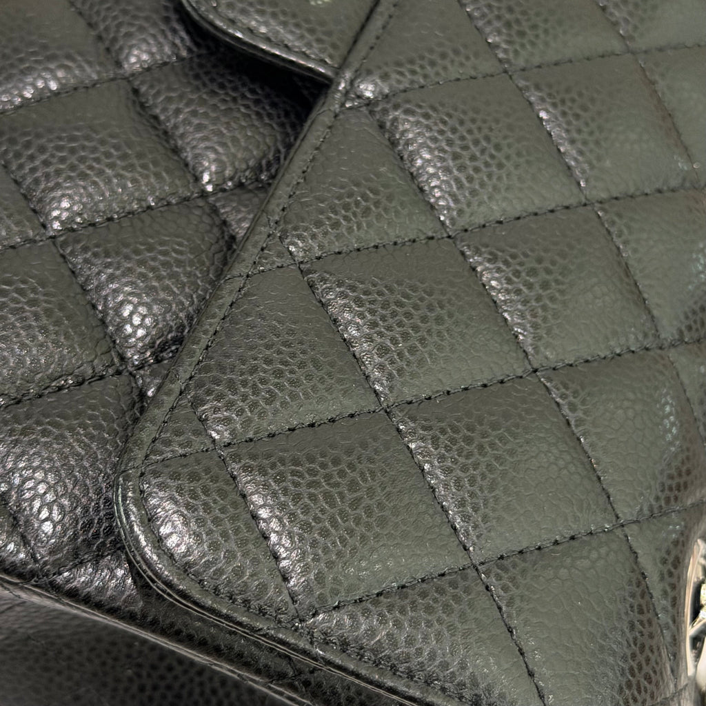 Chanel CF Small Black Silver Caviar Leather WOC Chip Version