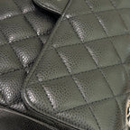 Chanel CF Small Black Silver Caviar Leather WOC Chip Version